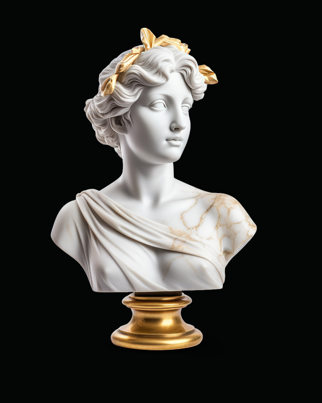 Buste sacré — muse couronnée d'or